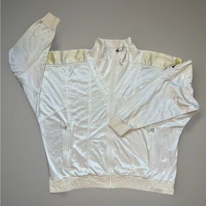 HTF VTG Ellesse Italian Bomber Track Jacket 80s 90s Shiny White Satin Retro Y2K